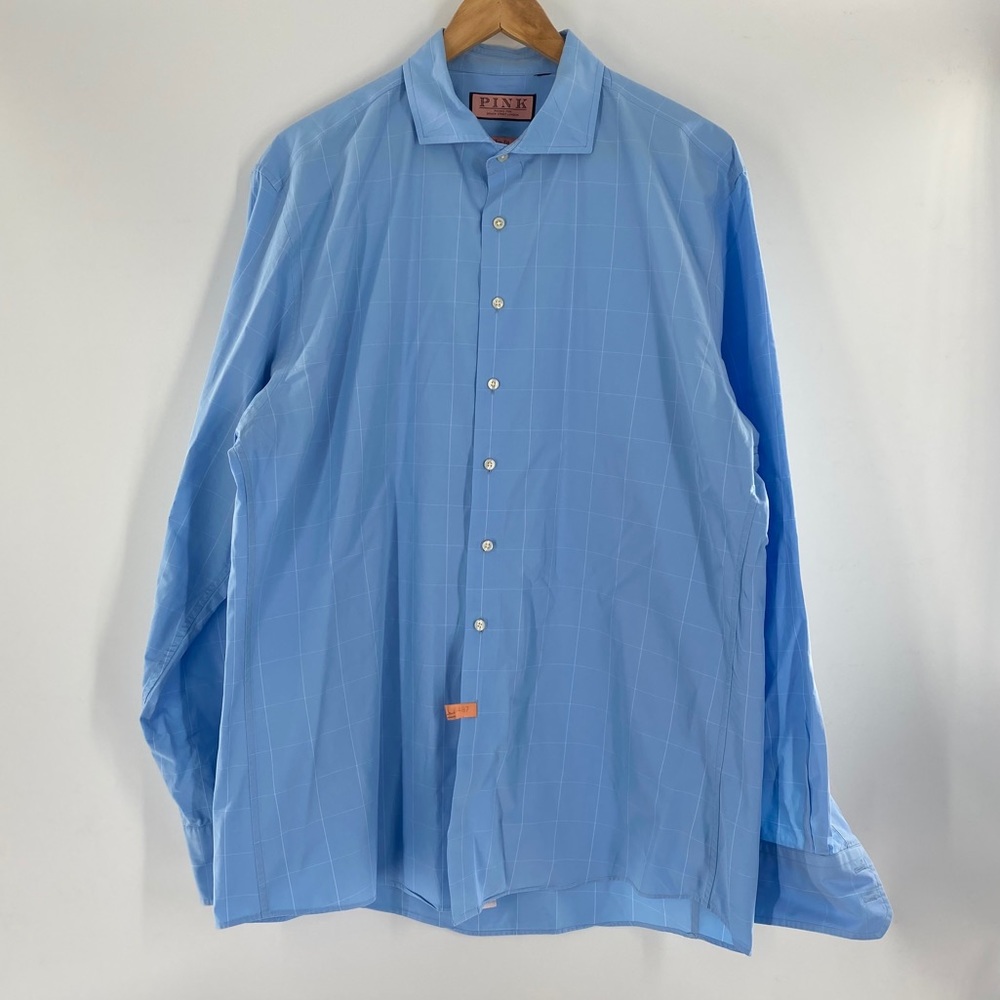 Thomas Pink Shirt Blue Check Sz. L